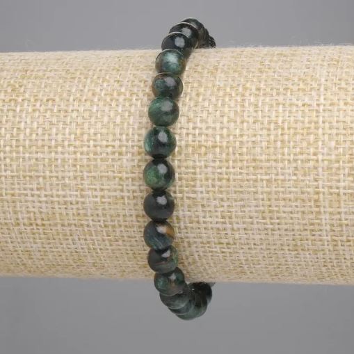 Emerald bracelet with smooth beads, 6 mm diameter, 18 cm length, stretch