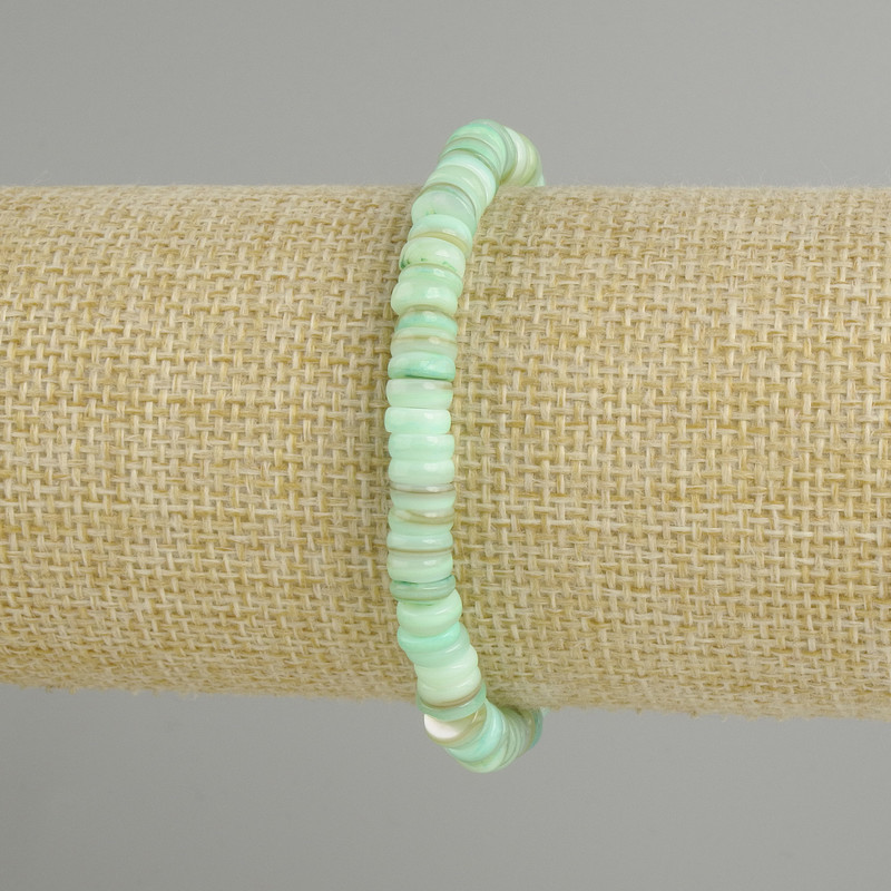 Bracelet with Scapharca shell rondelles, 6×1.5 mm, length 18 cm ± stretch