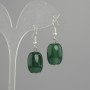 Chrysoprase barrel earrings 18×13 mm, length approx. 37 mm, Silver-tone metal