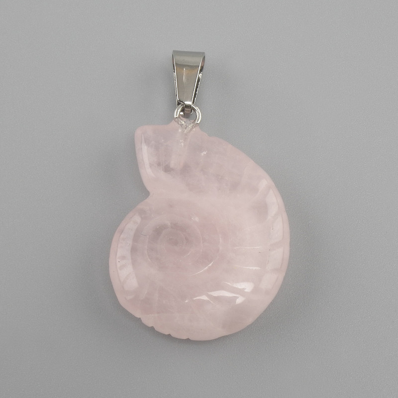 Snail Pendant with Rose Quartz 20x27x35 mm+