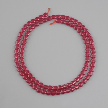 Ruby Beads (Corundum) Heart, 4 mm diameter ±, cord length 39 cm ±