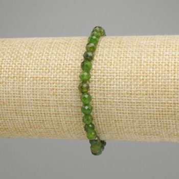 Diopside Bracelet Faceted Bead, diameter 5mm, length 18cm, stretch