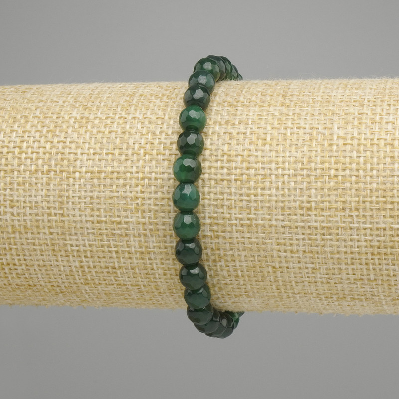 Chrysoprase Bead-Sized Faceted Bracelet, 6mm diameter, 18cm length, stretch