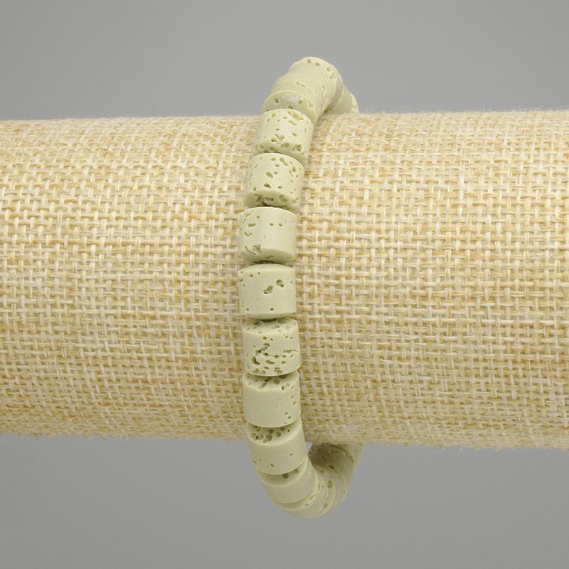 Bracelet Lava Cylinder, diameter 8×8 mm, length 18 cm, stretch