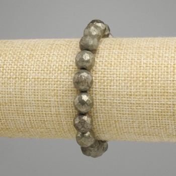 Pyrite Bead-cut Sphere Bracelet, diameter 10mm±, length 18cm± stretch