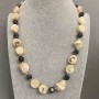 Coral Bead Necklace, Carved, diameter 12.5x13mm±, Agate Faceted 10x9mm±, Mother of Pearl 15x14mm±, length 50cm±