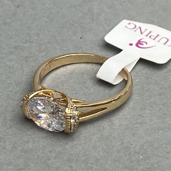 Xuping Ring in Gold Color with White Stone, size 16, 17