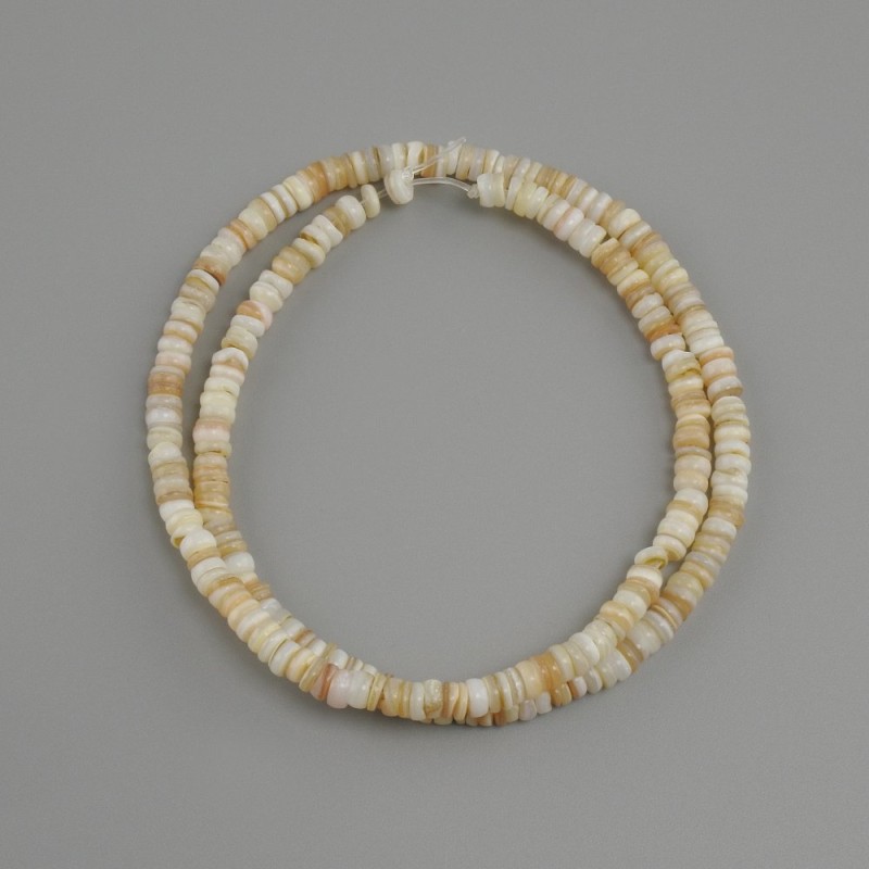 Scallop Scarab Sea Shell Rondelle Beads, 4x1.5–2 mm, 38 cm long on thread
