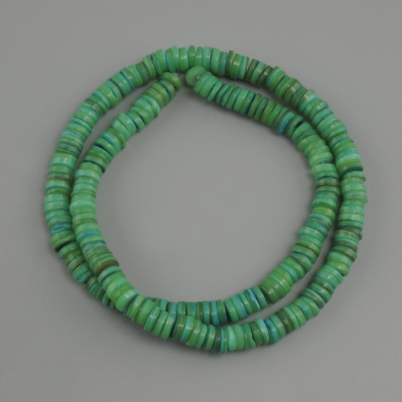 Abalone Shell Beads Scarpa Rondelle, 6x1.5–2 mm approximately, 39 cm length on bead thread