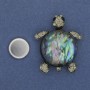 Magnetic Turtle Brooch with Chalcedony 40x34mm± with Crystals, Silver Metal