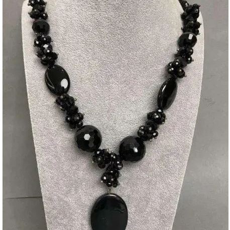 Necklace Agate Czech Crystal, length 63 cm+