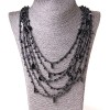 Spiderweb Necklace with Oval Pendants, Black, 70 cm