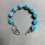 Bracelet 'Blue Roses' with Polymer Clay Toggle Clasp