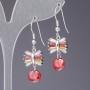 Bow Earrings with Colored Crystals, 4.5 cm long