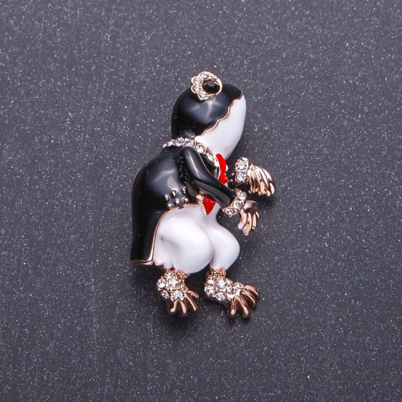 Sale! Frog Conductor Brooch in a Tuxedo, Gold-Tone Metal, 3.5×2 cm
