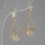Earrings 'Itaolyao' Crystal Drops, 14 mm diameter, 31 mm length, gold color
