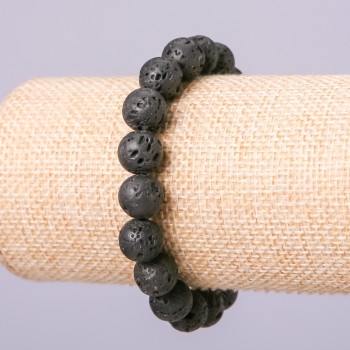 Bracelet with lava stone - lava bead, 8 mm diameter, 18 cm length on elastic