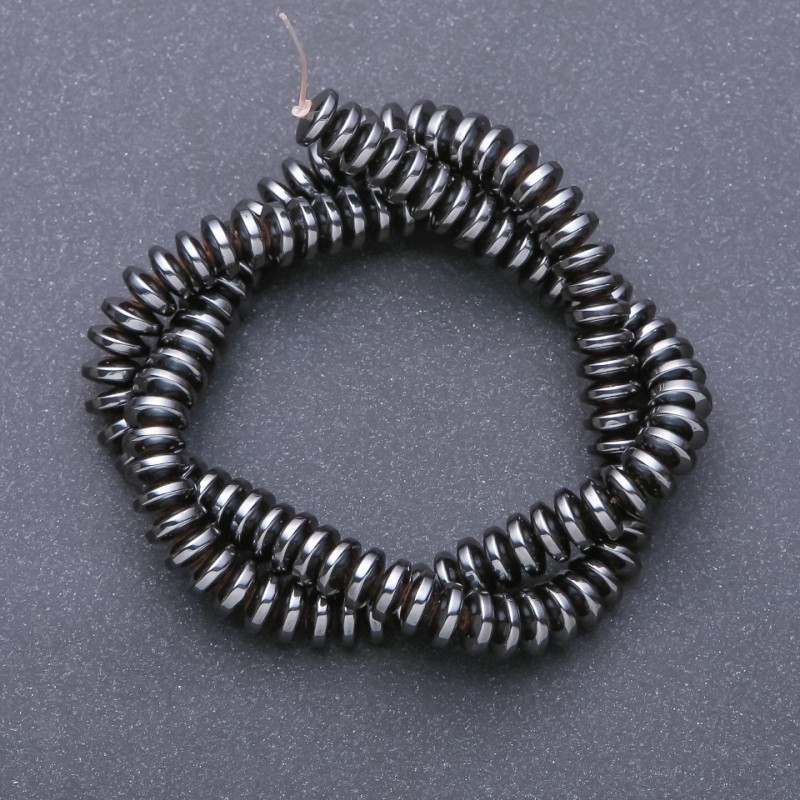 Hematite Beads, Smooth Rondelle, 8×3 mm, 40 cm Strand