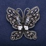 Sale! Butterfly Brooch with Grey Rhinestones 55x57mm Silver-tone Metal