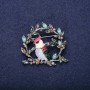 Sale! Brooch Bird on a Branch with Crystals and Enamel, in red, white, blue, and green, 38×40 mm, silver-tone metal