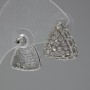 Stud earrings with white rhinestones, 15 mm, silver-tone metal