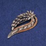 Sale! Flower Brooch with Rhinestones, Gold-Tone Metal, 38×72 mm