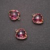 Pendant 'Heart' Raspberry-Yellow color, gold-tone setting 12x15mm