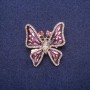 Sale! Butterfly Brooch with Enamel and Crystals, Gold-tone Metal 32×35 mm