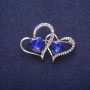 Sale! Crystal Heart Brooch, silver-colored metal 30x43 mm