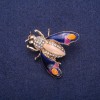 Sale! Butterfly Brooch with Enamel and Rhinestones, Gold-tone Metal 35x35mm