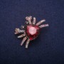 Sale! Crab Brooch with Raspberry Crystals, Gray Metal 27×37 mm