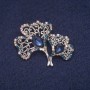 Sale! Leaf-shaped Brooch with Crystals in Silver-Tone Metal (33×41 mm)