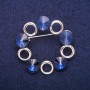 Sale! Accent Brooch with Blue Crystals, Silver-Tone Metal 42mm