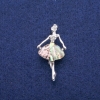 Sale! Ballerina Brooch with Abalone Mother-of-Pearl and Crystals, 23×44 mm, Silver-Tone Metal