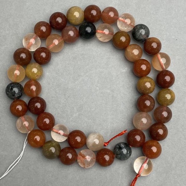Natural stone beads Rutile Quartz Assorted smooth round beads, 8 mm diameter, 38 cm length