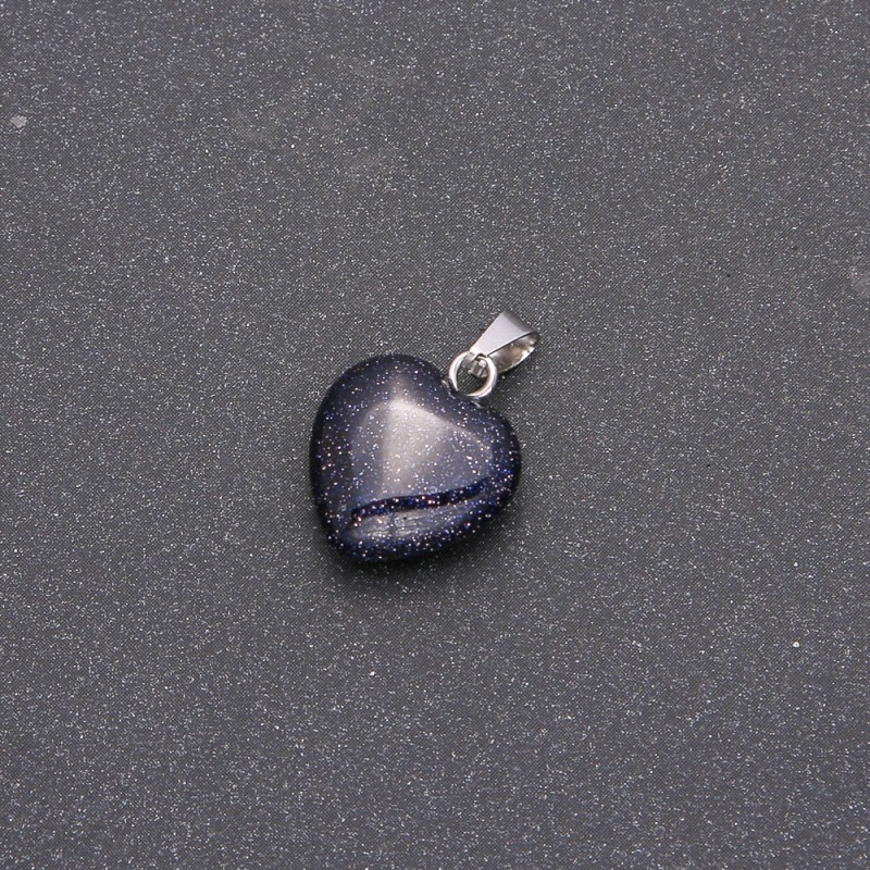 Heart Pendant Aventurine Night of Cairo Blue Sand 14x14x23(+-)mm