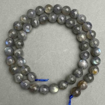 Beads on a thread, natural Labradorite stone, smooth round beads, diameter 8.5 mm, length 39 cm