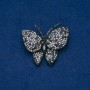 Sale! Butterfly Brooch in Silver-Toned Metal, Black and White Rhinestones, 44x48 mm +