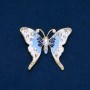 SALE! Butterfly Brooch with Golden Metal, Enamel, and White and Petrol Rhinestones 52×42 mm +