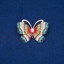 Sale! Butterfly Brooch with Gold-Toned Metal, Multicolor Rhinestones and Cat's Eye Bead 34x45 mm +