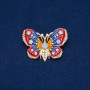 Sale! Butterfly Brooch in gold-tone metal, enamel, and crystals in white, blue, lime, and pink 30×45 mm +