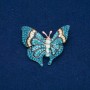 Sale! Butterfly Brooch with Gold-Tone Metal, Blue and White Rhinestones and Beads, 37×45 mm +