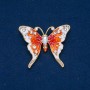 Sale! Golden Metal Butterfly Brooch with Enamel and White Crystals 43×52 mm +