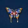 Sale! Butterfly Brooch - gold-tone metal, enamel and white crystals 48x54 mm +
