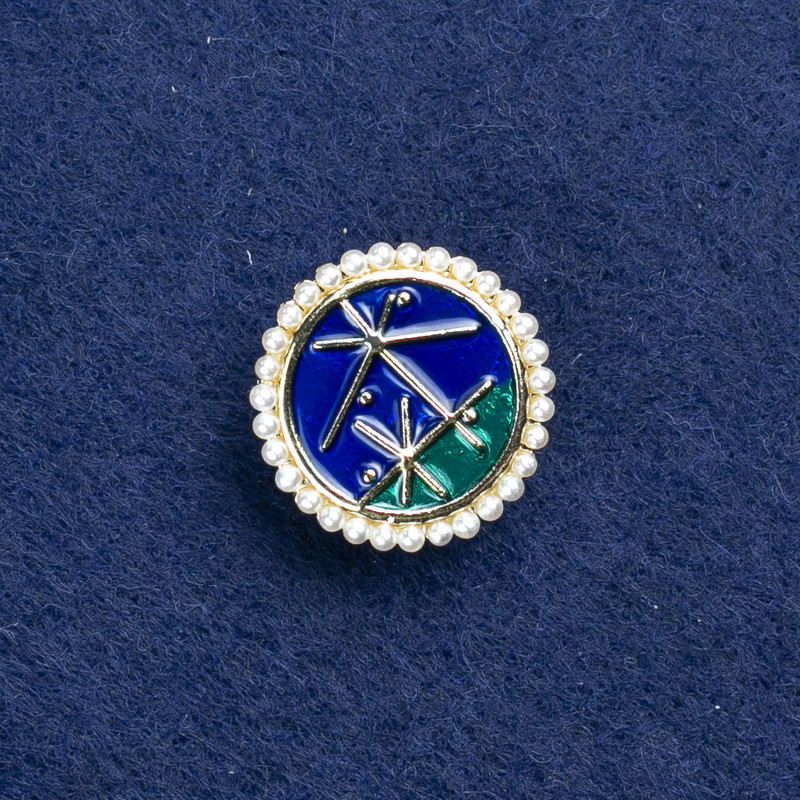 Sale! Constellation Brooch in Gold-Tone Metal, Enamel and Beads 18mm+