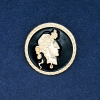 Sale! Cameo Brooch in Gold-Tone Metal and Enamel, 34 mm +