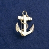Sale! Anchor Brooch in Gold-Tone Metal with Enamel, Mother-of-Pearl Inlays and Crystals 31×26 mm