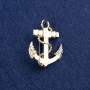 Sale! Anchor Brooch in Gold-Tone Metal with Enamel, Mother-of-Pearl Inlays and Crystals 31×26 mm