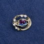 Sale! Planet Brooch in Gold-tone Metal, Enamel and Rhinestones 22×24 mm +
