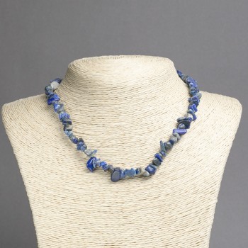 Lapis Lazuli Chip Bead Necklace, diameter 6–10 mm ±, length 50 cm ±, on extender chain
